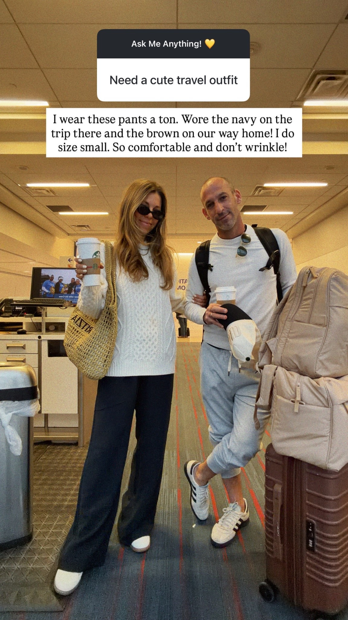 Aritzia lodge pants for travel days 🤌🏼 size small 

#LTKdayinmylife #LTKTravel #LTKootd