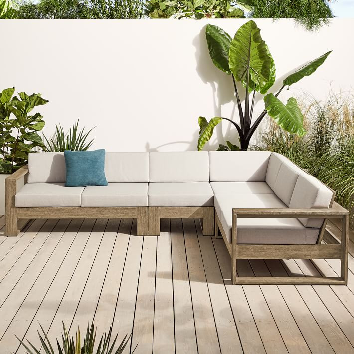 Portside Outdoor 4-Piece L-Shaped Sectional (125") | West Elm (US)