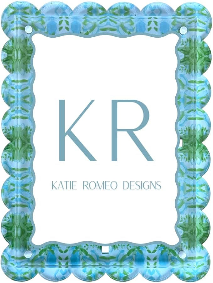Katie Romeo Designs Scalloped Magnetic Acrylic Picture Frame, Multicolor Floral Blue and Green, 5... | Amazon (US)