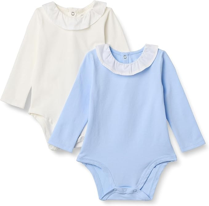 Amazon Essentials x Sofia Grainge Baby Girls' Long-Sleeve Ruffle Collar Bodysuit, Pack of 2 | Amazon (US)
