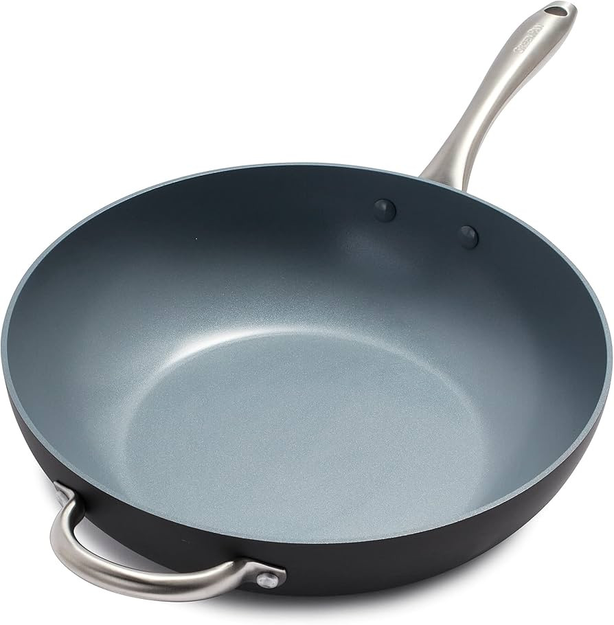 GreenPan Lima Hard Anodized Healthy Ceramic Nonstick 12.5" Wok pan with Helper Handle, PFAS-Free,... | Amazon (US)