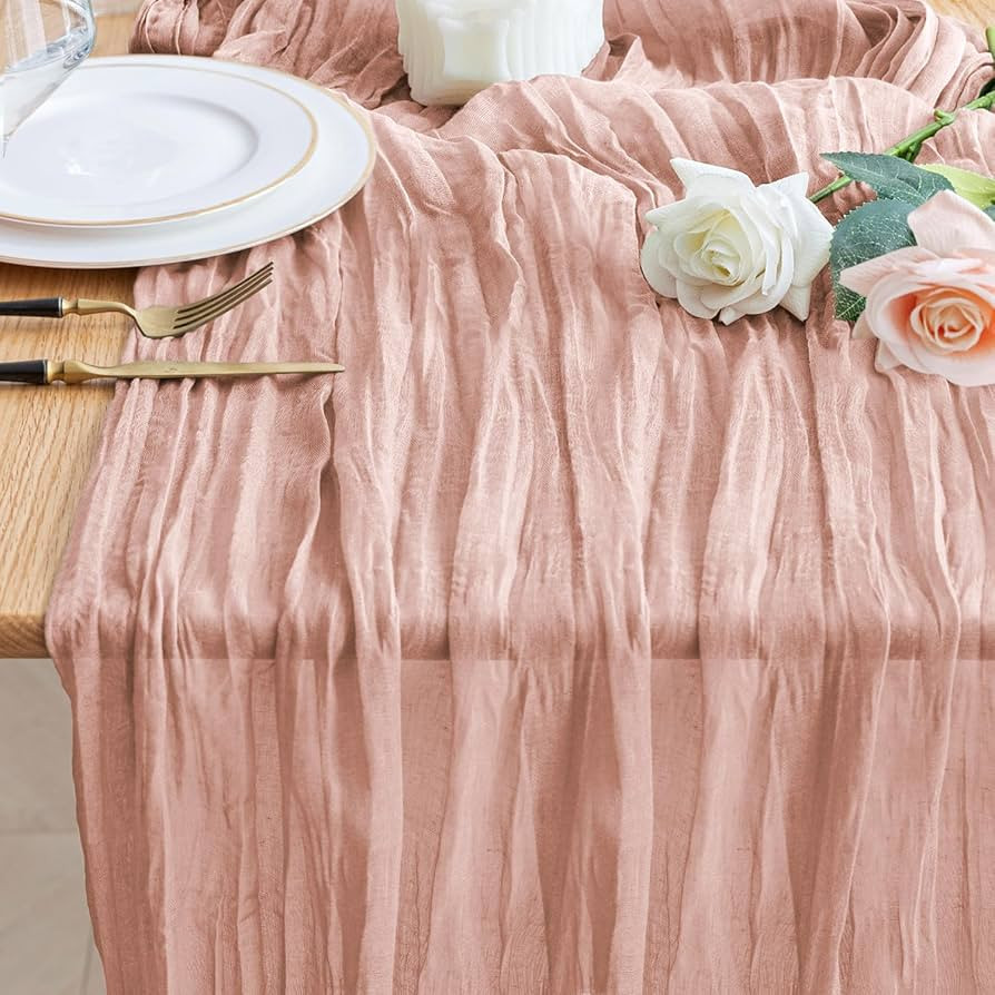 Wokceer Cheesecloth Table Runner Dusty Pink 10FT Boho Gauze Valentine's Day Cheese Cloth Table Ru... | Amazon (US)