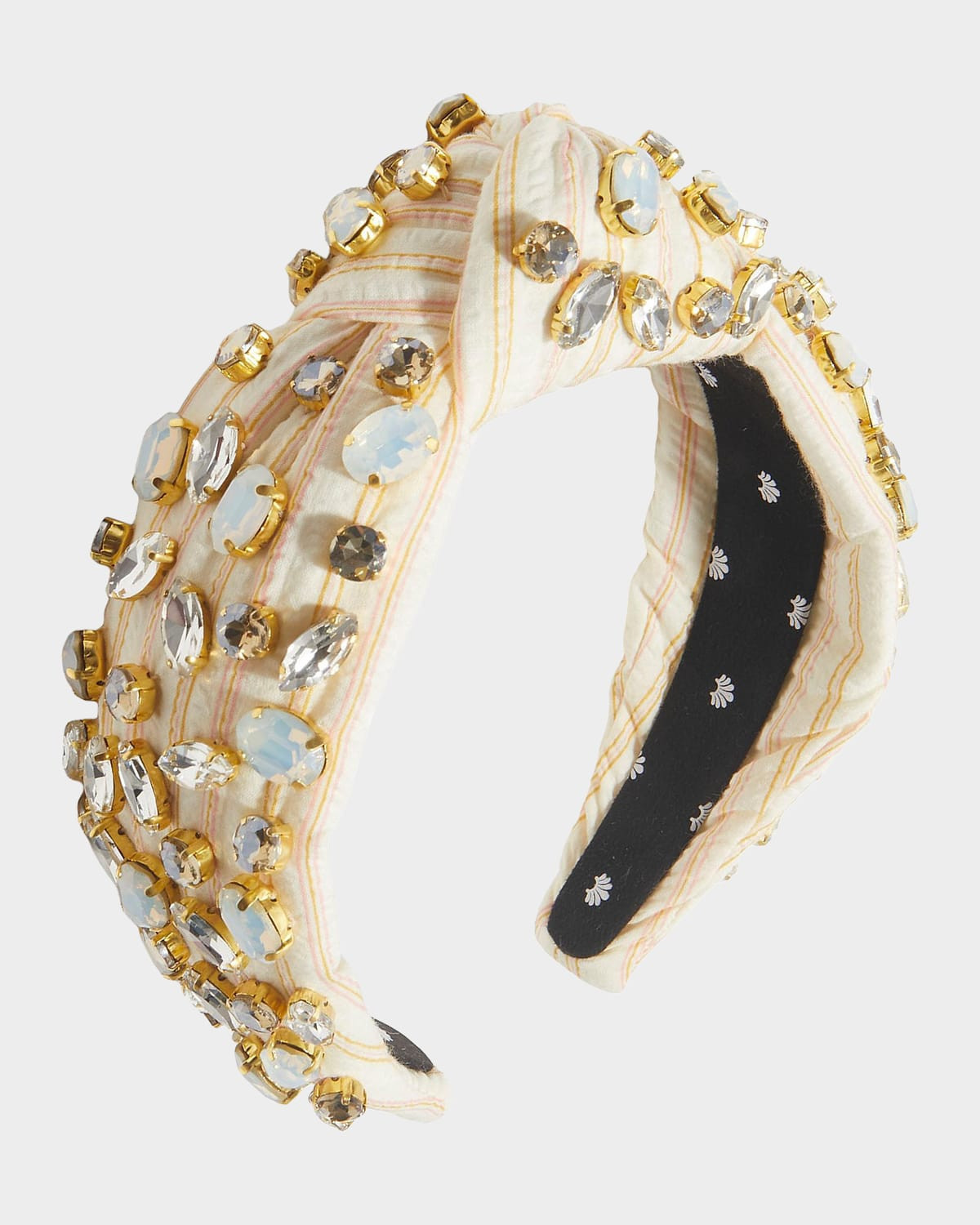 Embellished Striped Cotton Knotted Headband | Neiman Marcus