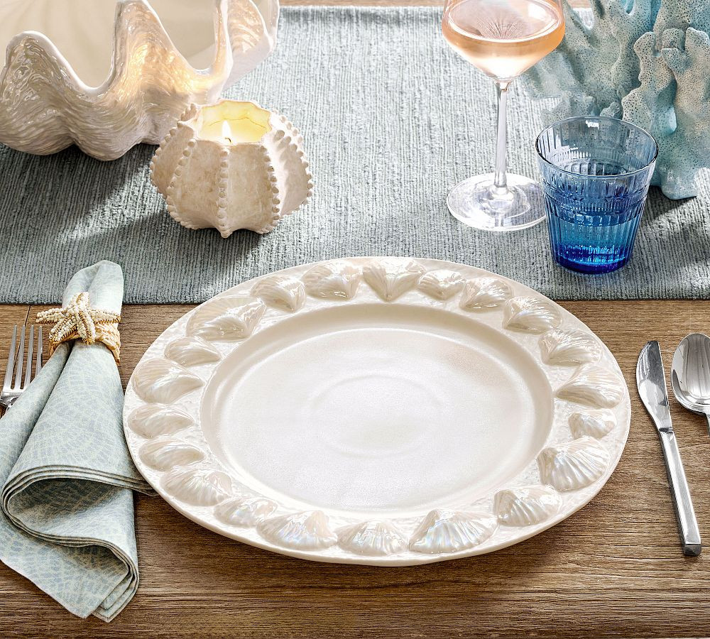 Pearlescent Shell Stoneware Chargers - Set of 4 | Pottery Barn (US)