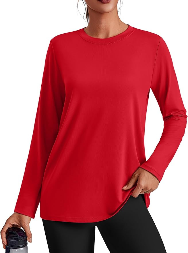 PINSPARK Workout Tops for Women Long Sleeve UPF 50+ Hiking Shirts Loose Fit | Yoga, Athletic, Run... | Amazon (US)