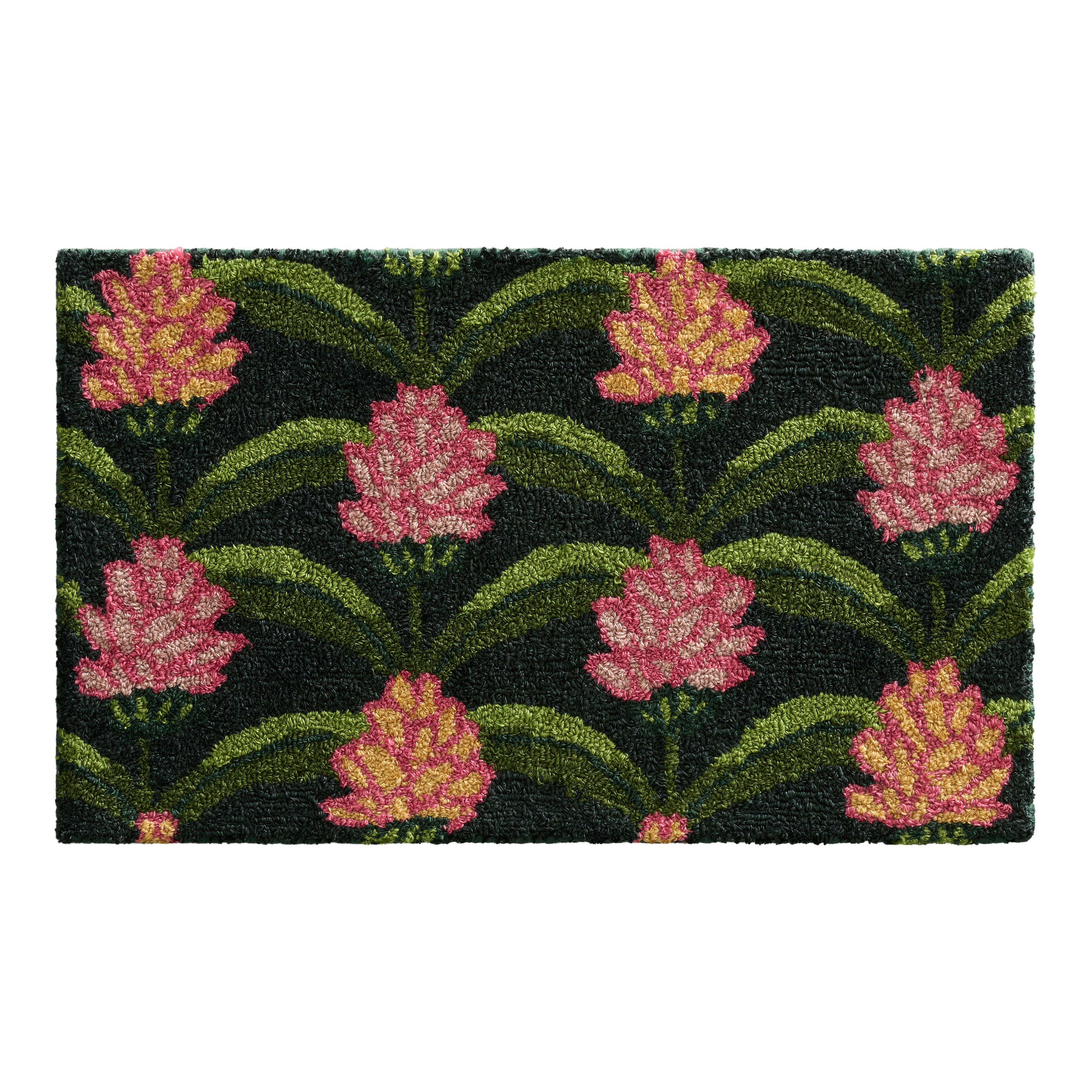 Lotus Pink Floral Hand Hooked Recycled Indoor Outdoor Rug | World Market