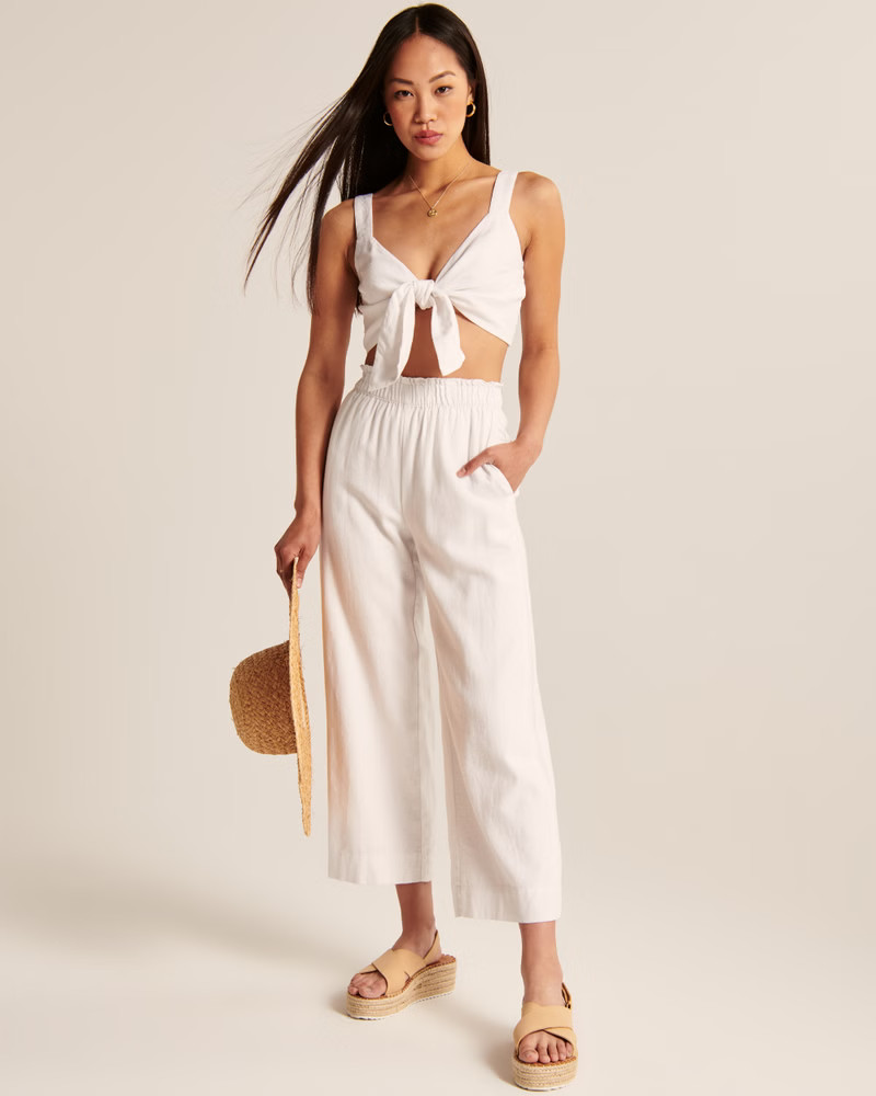 Tie-Front Wide Strap Linen Set Top | Abercrombie & Fitch (US)