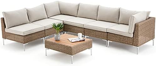 EROMMY 7 Pieces Patio Furniture Sets, Outdoor Conversation Set, Wicker Rattan Outdoor Sofa Set wi... | Amazon (US)