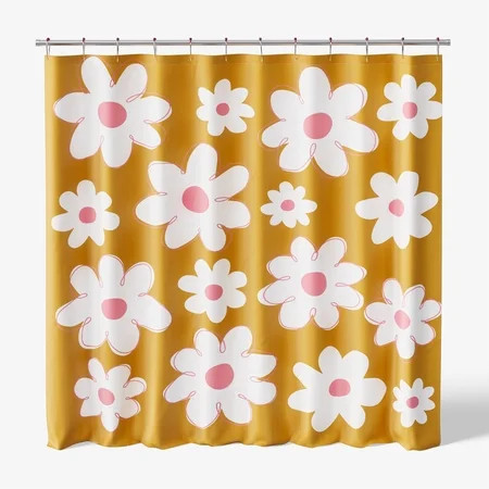 Mainstays Kids Fabric Shower Curtain with Hooks Set, Daisy | Walmart (US)