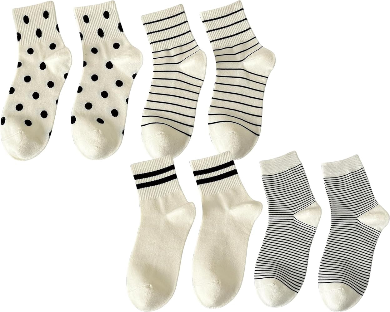 Womens Striped Colorful Ribbed Ankle Socks Cute Dot Athlete Crew Cotton Casual Sock Size5-10.5 | Amazon (US)