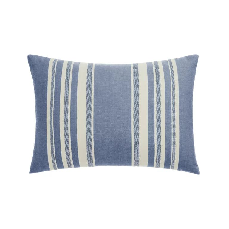 Gap Home Yarn Dyed Variegated Stripe Decorative Oblong Throw Pillow Navy/Blue 20" x 14" | Walmart (US)