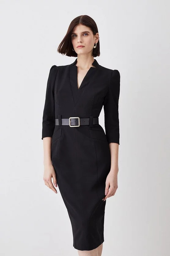 Forever Belted Midi Pencil Dress | Karen Millen US