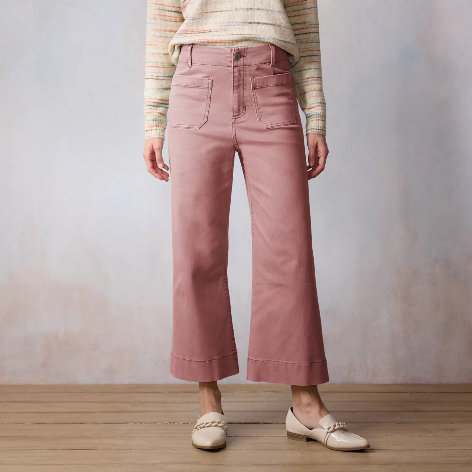 Petite LC Lauren Conrad Super High Rise Wildflower Wide Leg Cropped Pants | Kohl's