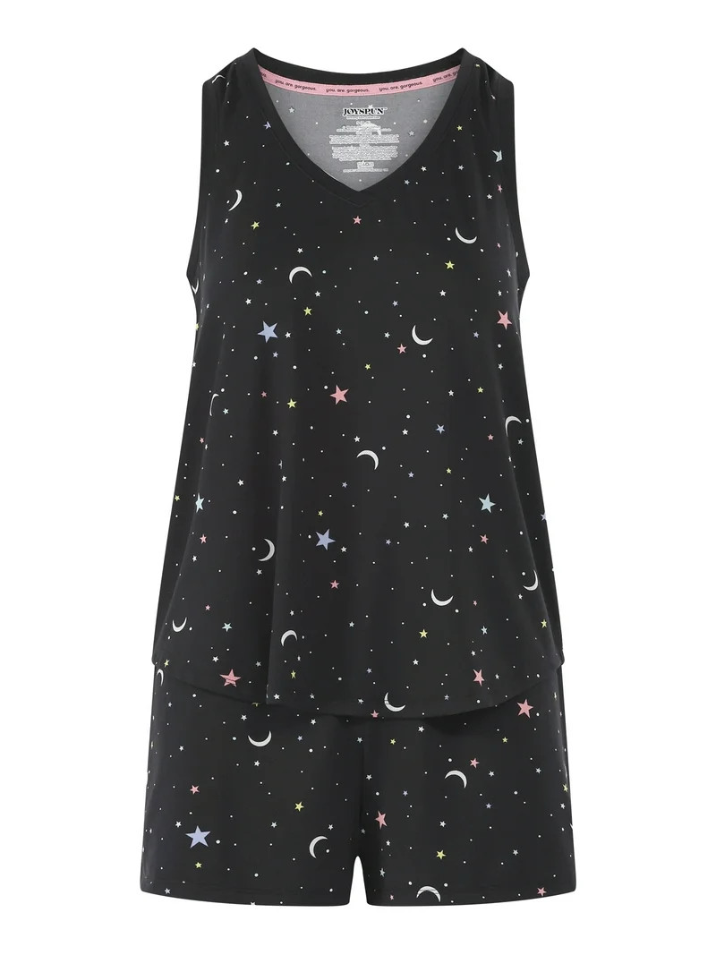 Joyspun Women's Printed Tank Top and Shorts Pajama Set, 2-Piece, Sizes XS-3X | Walmart (US)