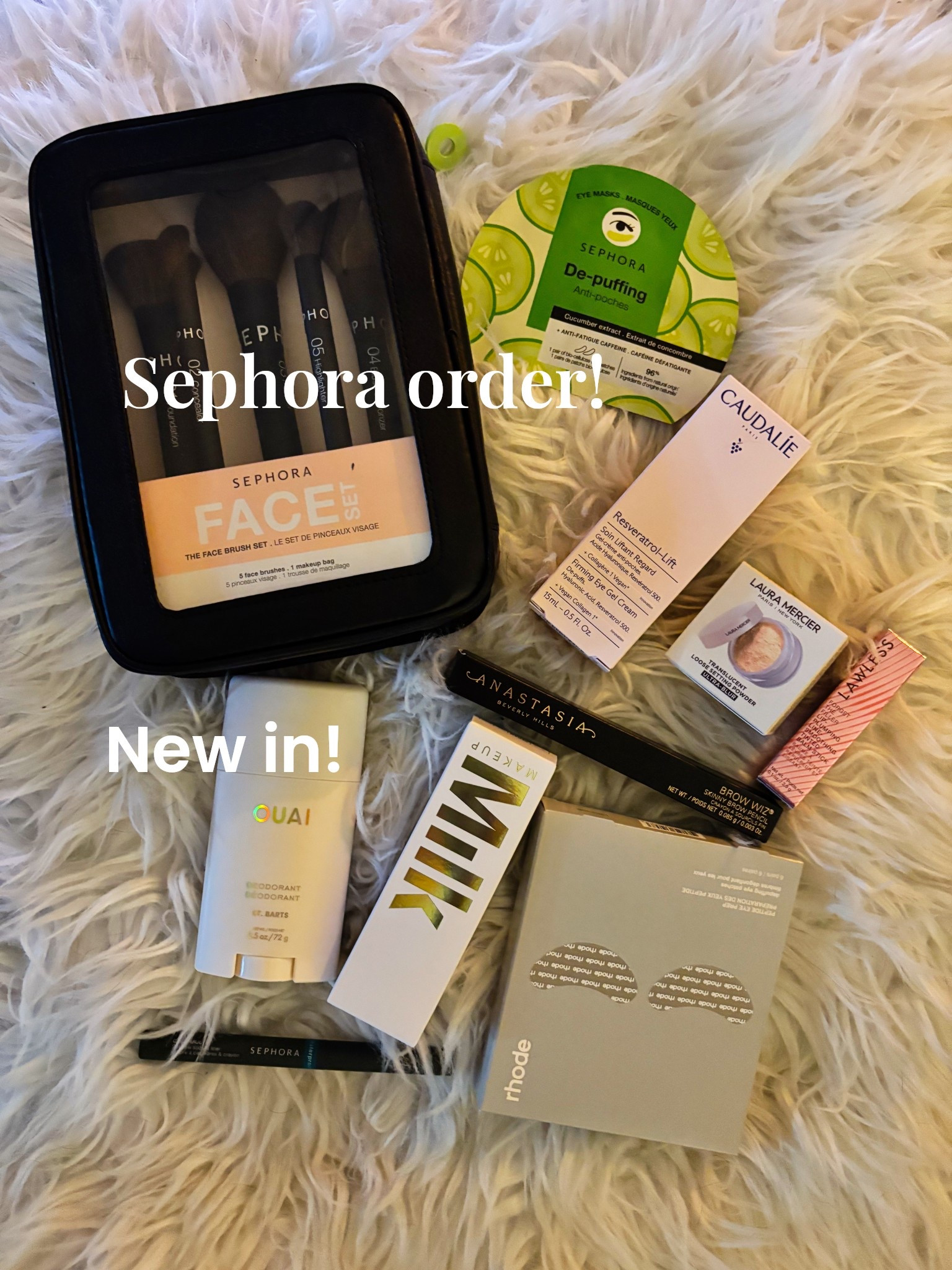 Sephora order today! NEW IN! 4 x points on sets* 
Make up brushes. Caudalie eye cream. Milk Hydro grip tint. Lawless lip balm. Rhode eye masks. Green eye pencil. De puffing eye masks. Ouai deodorant. 

@sephora 



#LTKFindsUnder50 #LTKBeauty #LTKOver40