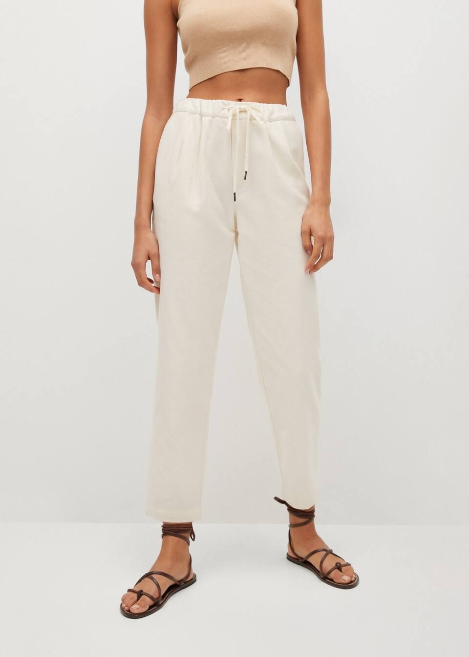 Elastic waist cotton pants | MANGO (US)