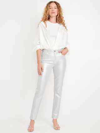 High-Waisted Silver Shine Vintage Slim Jeans | Old Navy (US)