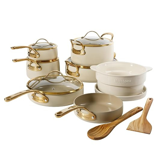 Bloomhouse 15-Piece Ceramic Nonstick Cookware Set, Two Time Oprah's Favorite Things, Heavy-Gauge ... | Amazon (US)