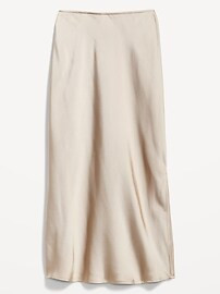 High-Waisted Satin Midi Slip Skirt | Old Navy (US)