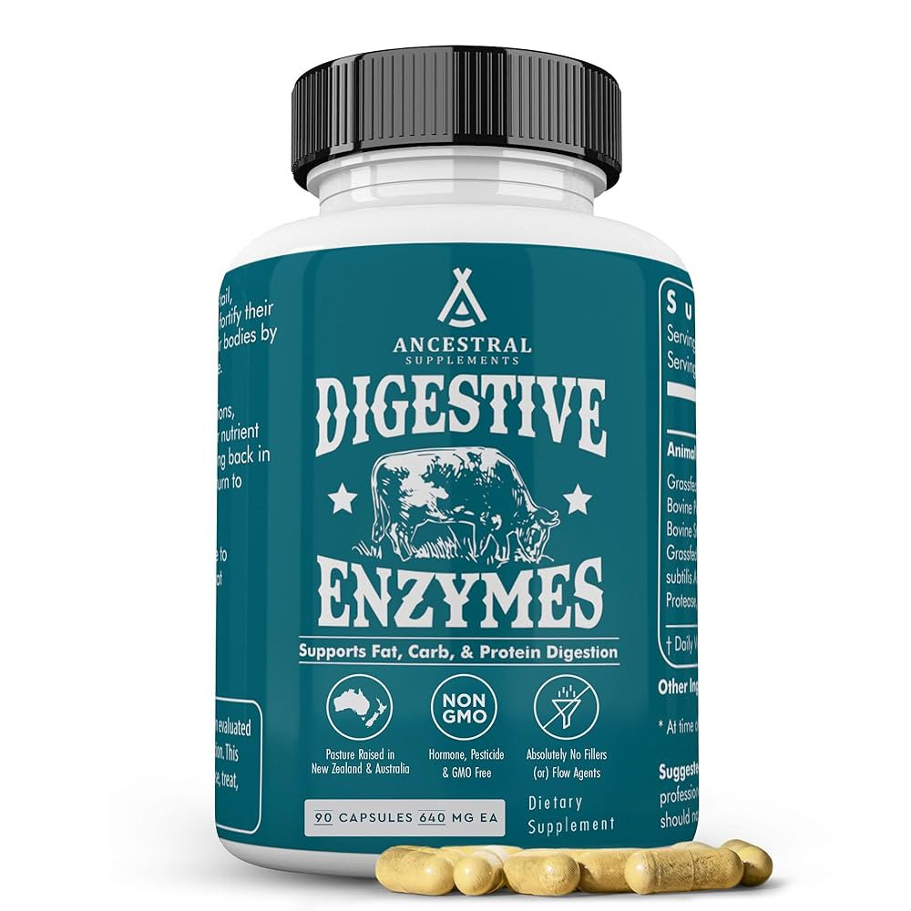 Ancestral Supplements Digestive Enzymes for Women & Men, 90 Capsules, with Probiotics and Grass F... | Amazon (US)