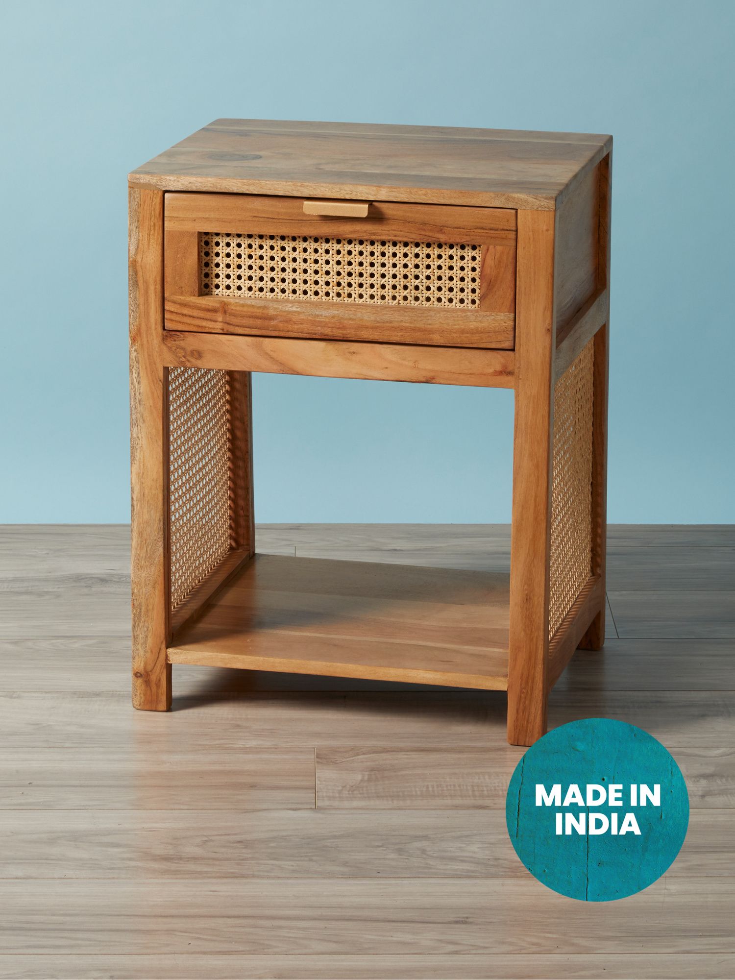 26in 1 Drawer Cane And Wood Side Table | Fall Trends | HomeGoods | HomeGoods