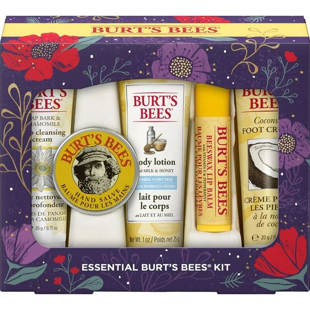 Burt's Bees Essential Everyday Holiday Gift Set, 5 Travel Size Products, Deep Cleansing Cream, Ha... | Walmart (US)