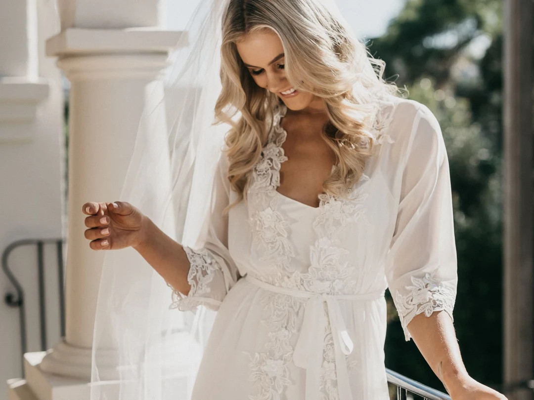Lace Trim Maxi Including Slip / Lace Bridal Robe / Bridesmaid Robes / Robe / Bridal Robe / Bride ... | Etsy (US)