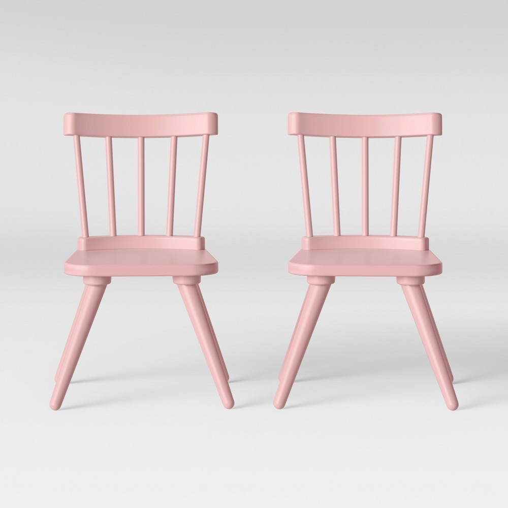 Set of 2 Kids Windsor Wooden Chairs Pink - Pillowfort | Target
