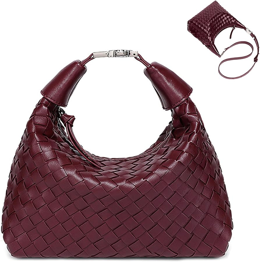 Handbag Crossbody Tote Bag for Women Small Hand Bag weave Vegan Leather Purse Clutch Women's Leat... | Amazon (US)