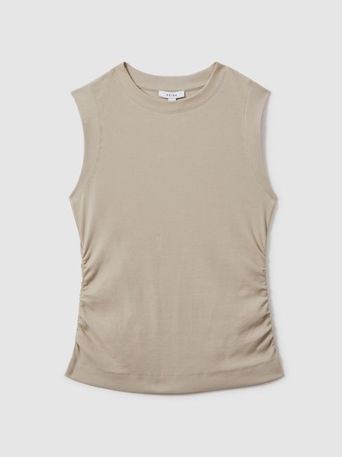 Ribbed Ruched Waist Vest | Reiss US