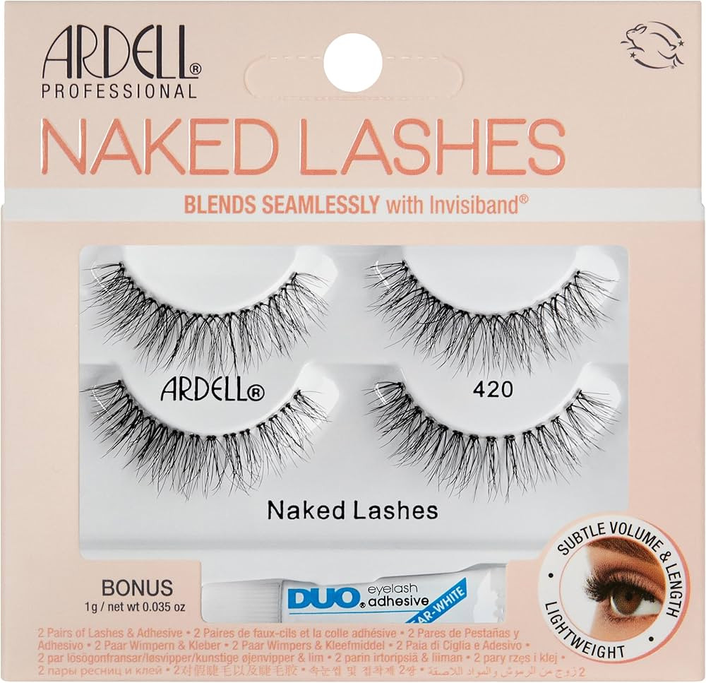 Ardell Naked Lashes 420 - Natural Volume & Lightweight Black Strip Lashes with DUO Lash Glue, Und... | Amazon (US)