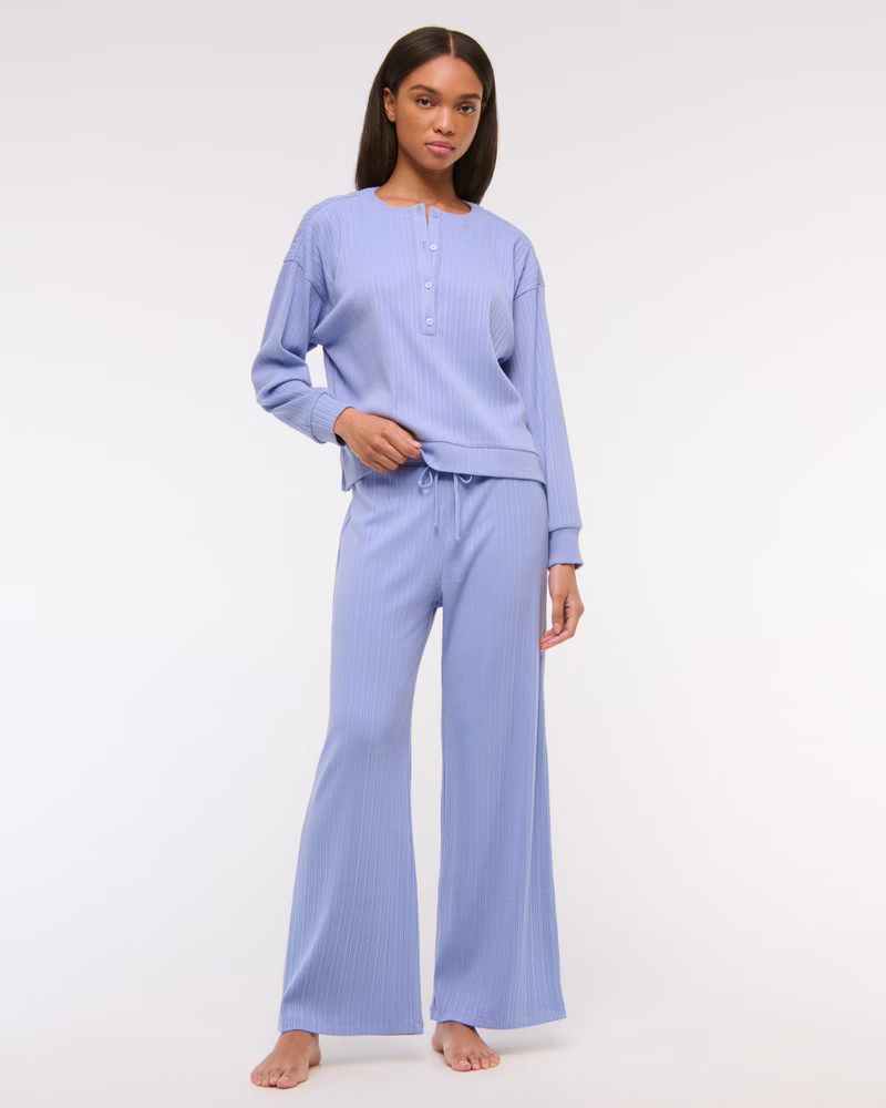 Women's Lounge Rib Wide Leg Sweatpant | Women's Bottoms | Abercrombie.com | Abercrombie & Fitch (US)