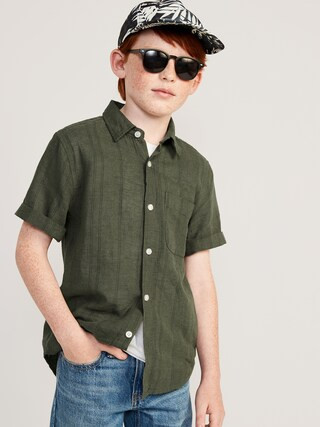 Short-Sleeve Linen-Blend Pocket Shirt for Boys | Old Navy (US)
