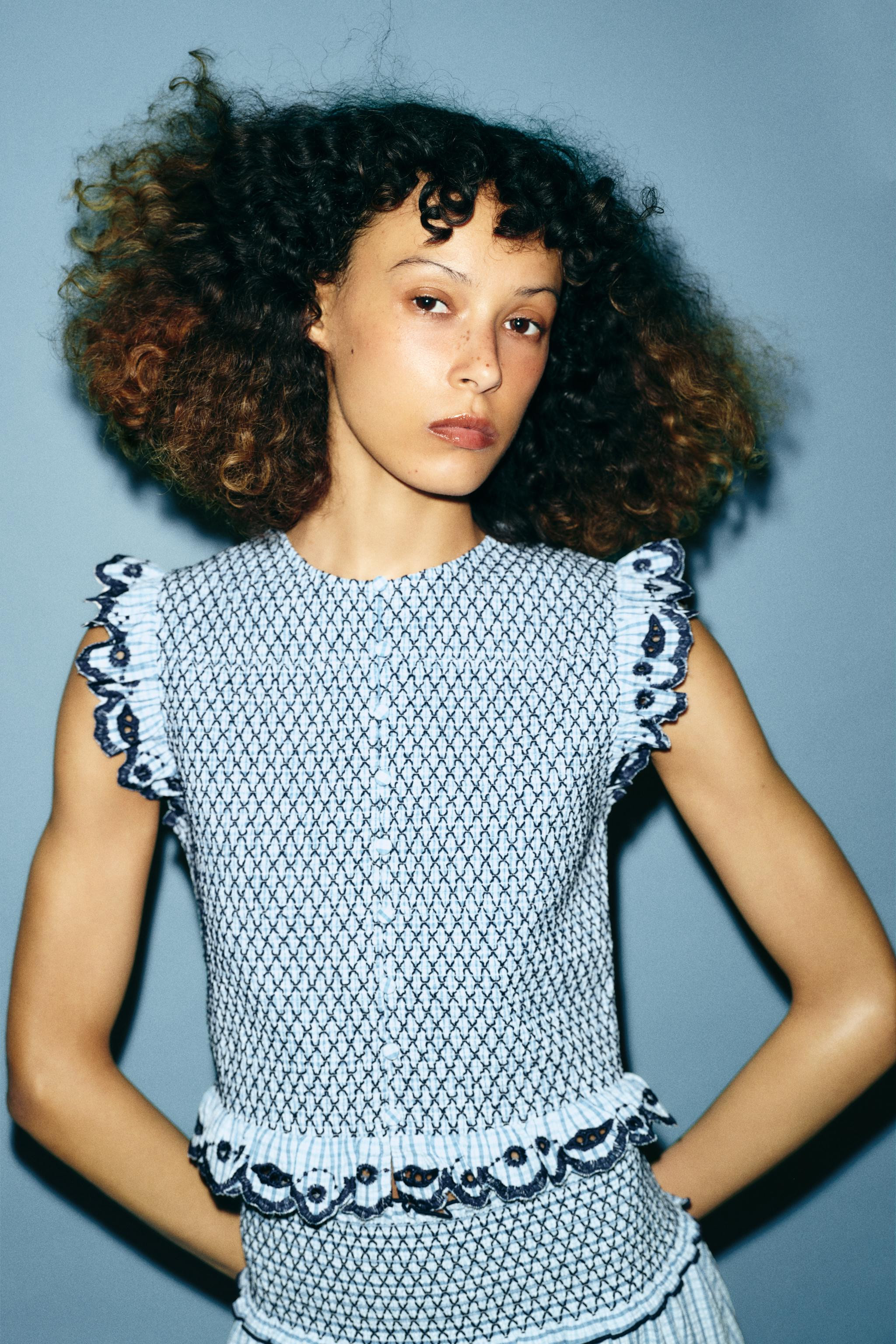 PLAID SMOCKED TOP | Zara US