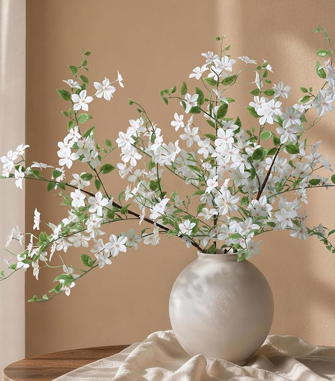 Fake Flowers, 3 Pcs Artificial Flowers Greenery Stems Faux Greenery Stems Branches for Vases Real... | Amazon (US)
