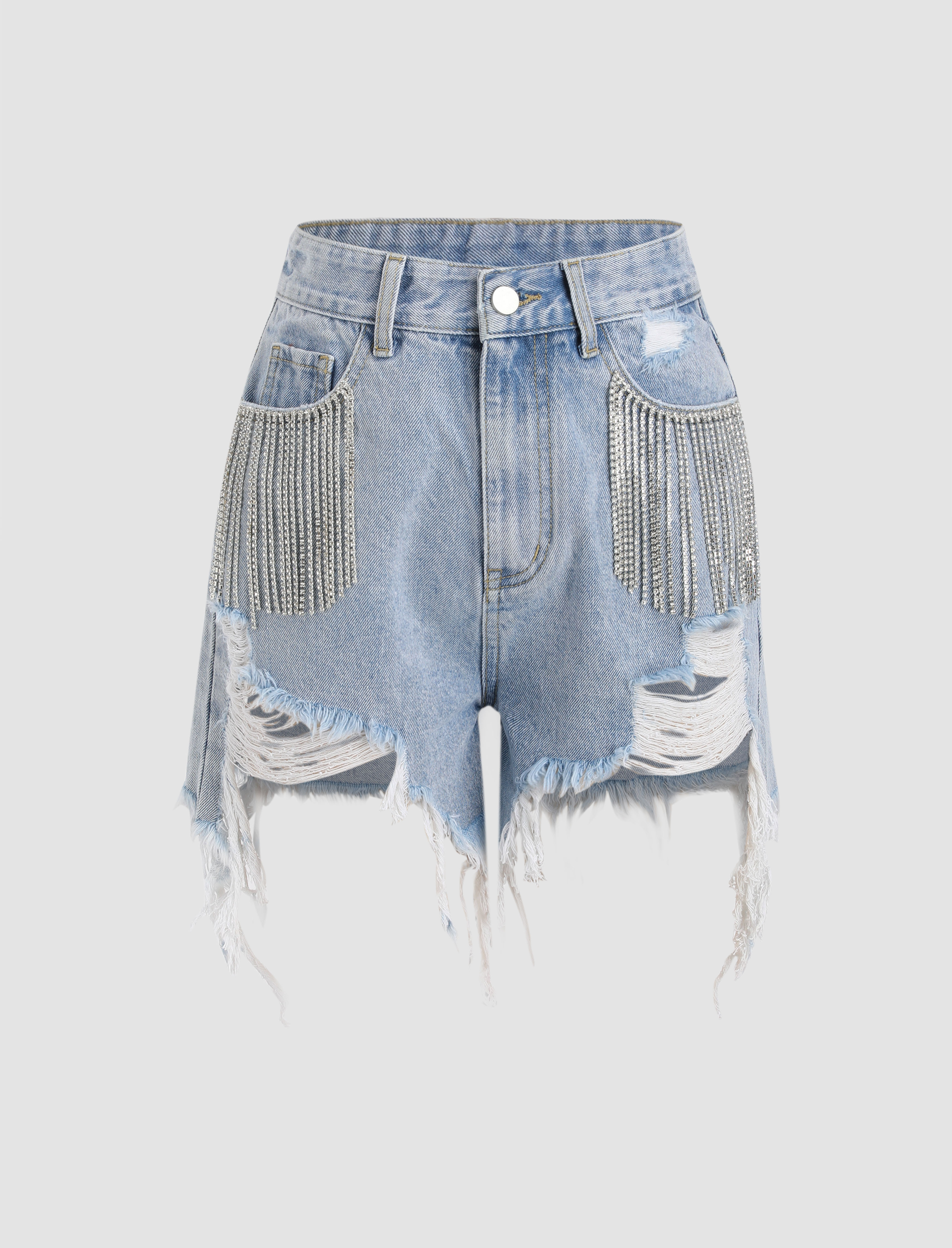 Cowboy Jorts Women Shorts Western Outfits Cowgirl Outfits Denim Diamond Tassels Ripped Denim Shor... | Cider
