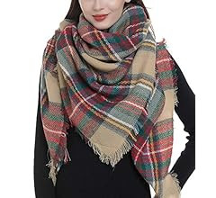 Trendy Plaid Blanket Scarf Women Big Oversized Long Scarves Warm Winter Tartan Checked Shawl Wrap Sc | Amazon (US)