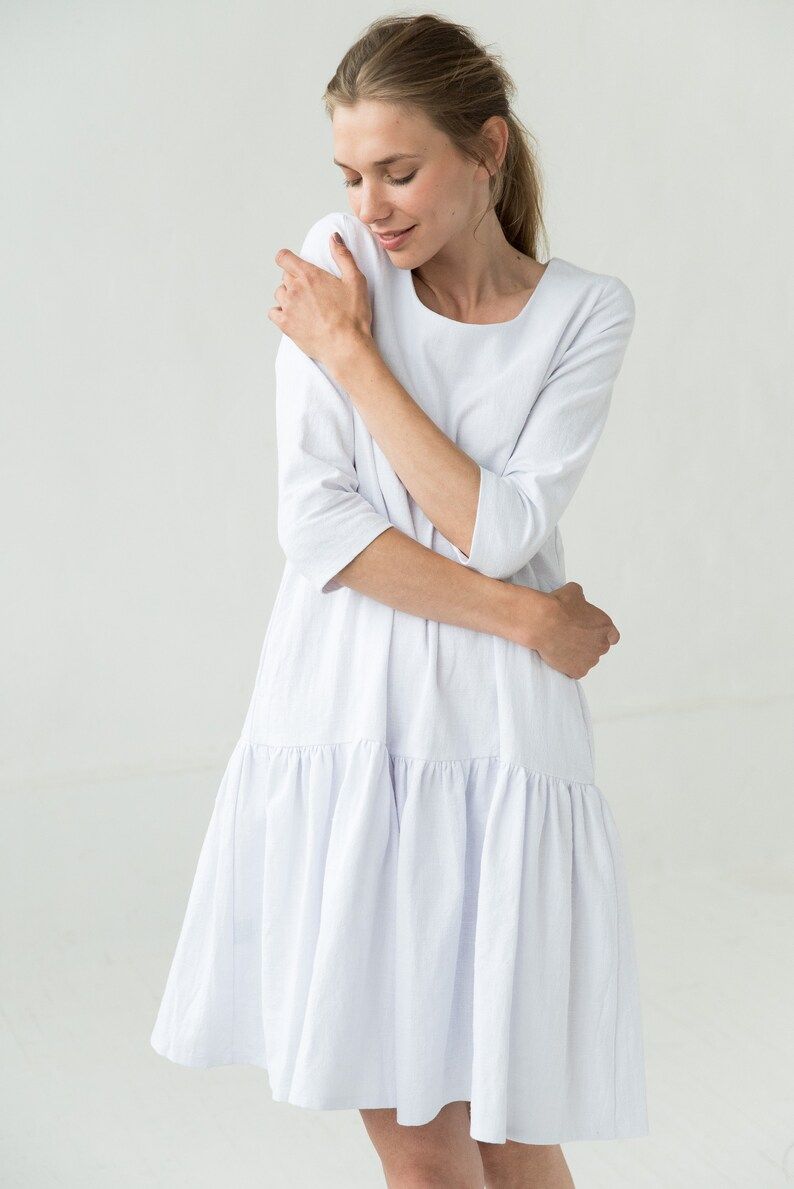 White Linen Dress, Summer Dress, Linen Wedding Dress, Minimalist Clothing, Simple Wedding Dress, ... | Etsy (US)