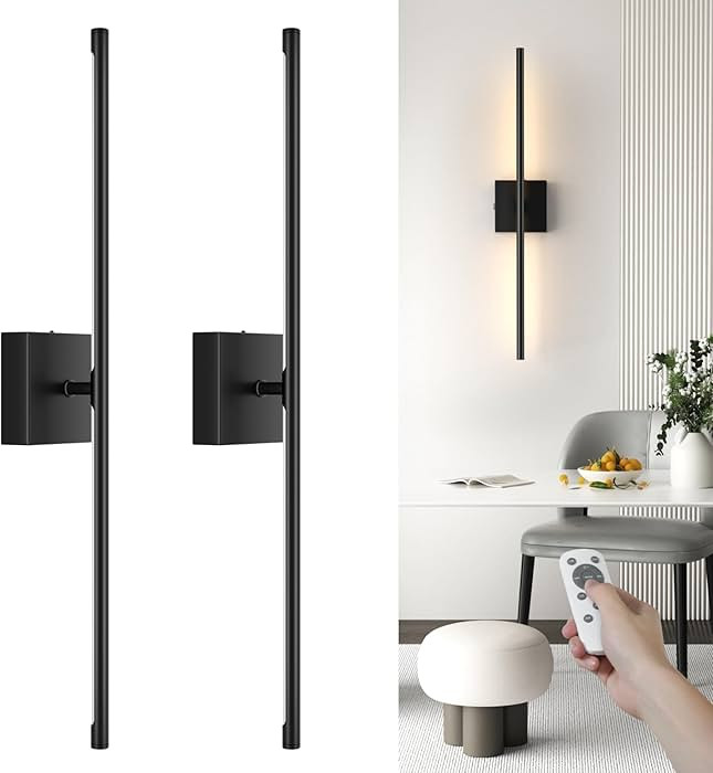 VOLISUN Battery Operated Wall Sconce Set of Two, Black Rechargeable Wall Lights with Remote Contr... | Amazon (US)