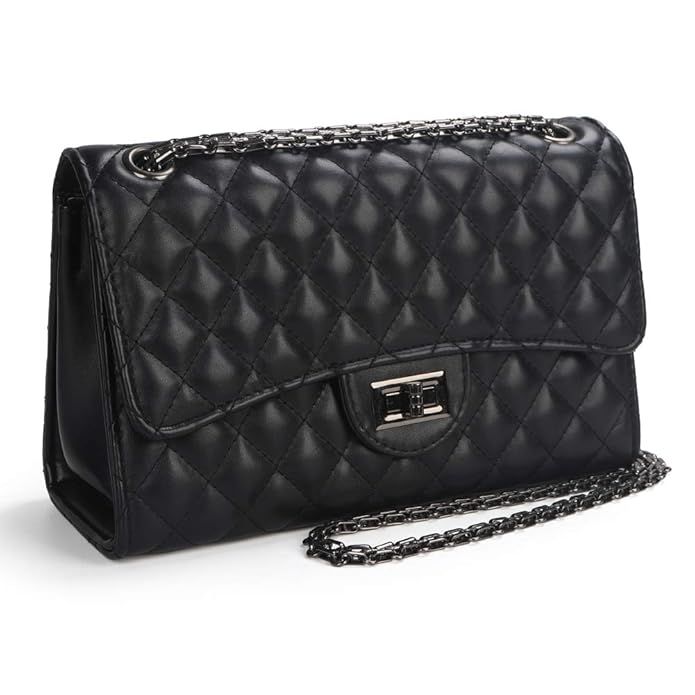Crossbody Quilted Purse Shoulder Bag for Women with Metal Chain Strap | Amazon (US)