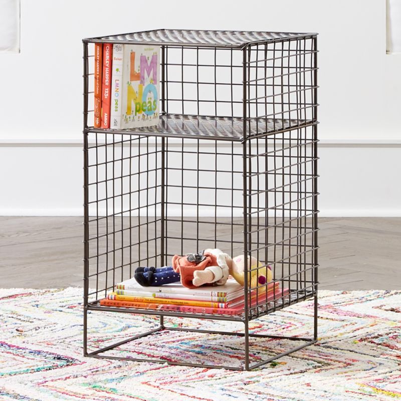 On the Grid Graphite 2-Cube Kids Nightstand + Reviews | Crate & Kids | Crate & Barrel