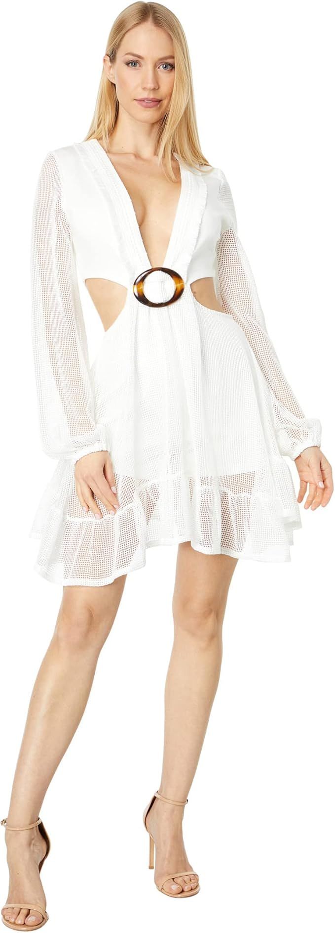 bebe womens Ring Detail Side Cutout Flare Dress | Amazon (US)