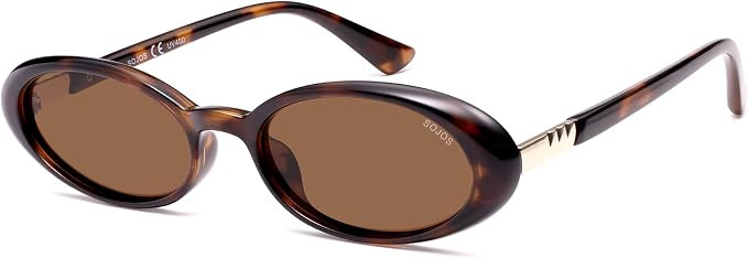 SOJOS Polarized Oval Sunglasses for Women, Chic 90s Vintage, UV400 Lightweight Retro Frame Sunnie... | Amazon (US)