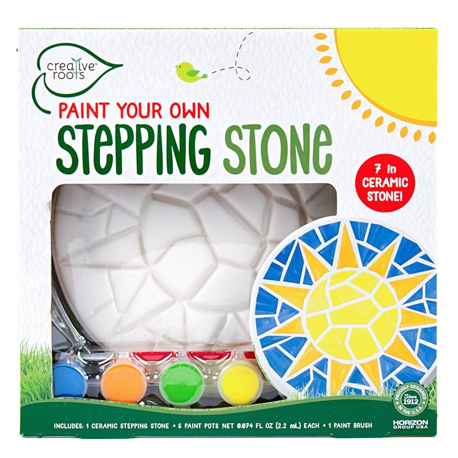 Creative Roots Mosaic Sun Stepping Stone Kit, Includes 7-Inch Ceramic Stepping Stone & 6 Vibrant ... | Amazon (US)