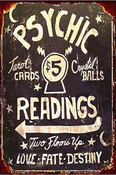 Psychic Readings $5 Tarot Cards Crystal Balls Plaque Cave,Cafe,Club, Wall Art Metal Sign 8x12 inc... | Amazon (US)