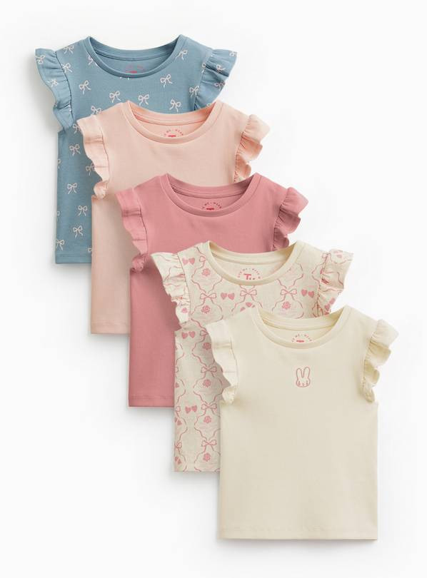 Easter Print Frill Sleeve Slim Fit Vests 5 Pack 3-4 years | Tu Clothing