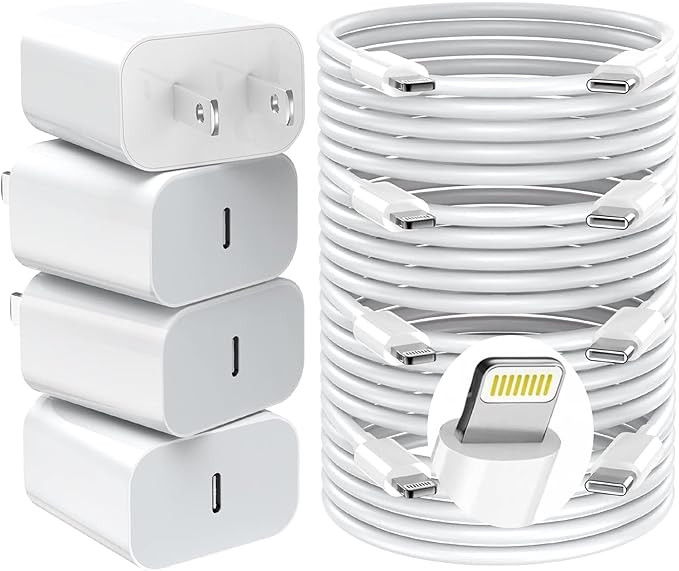iPhone Charger Fast Charging,20W PD USB C Wall Charger 4 Pack with 6FT Fast Charging Cable - Fast... | Amazon (US)