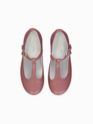 Dusty Pink Leather Girl T-Bar Shoes | La Coqueta (US)