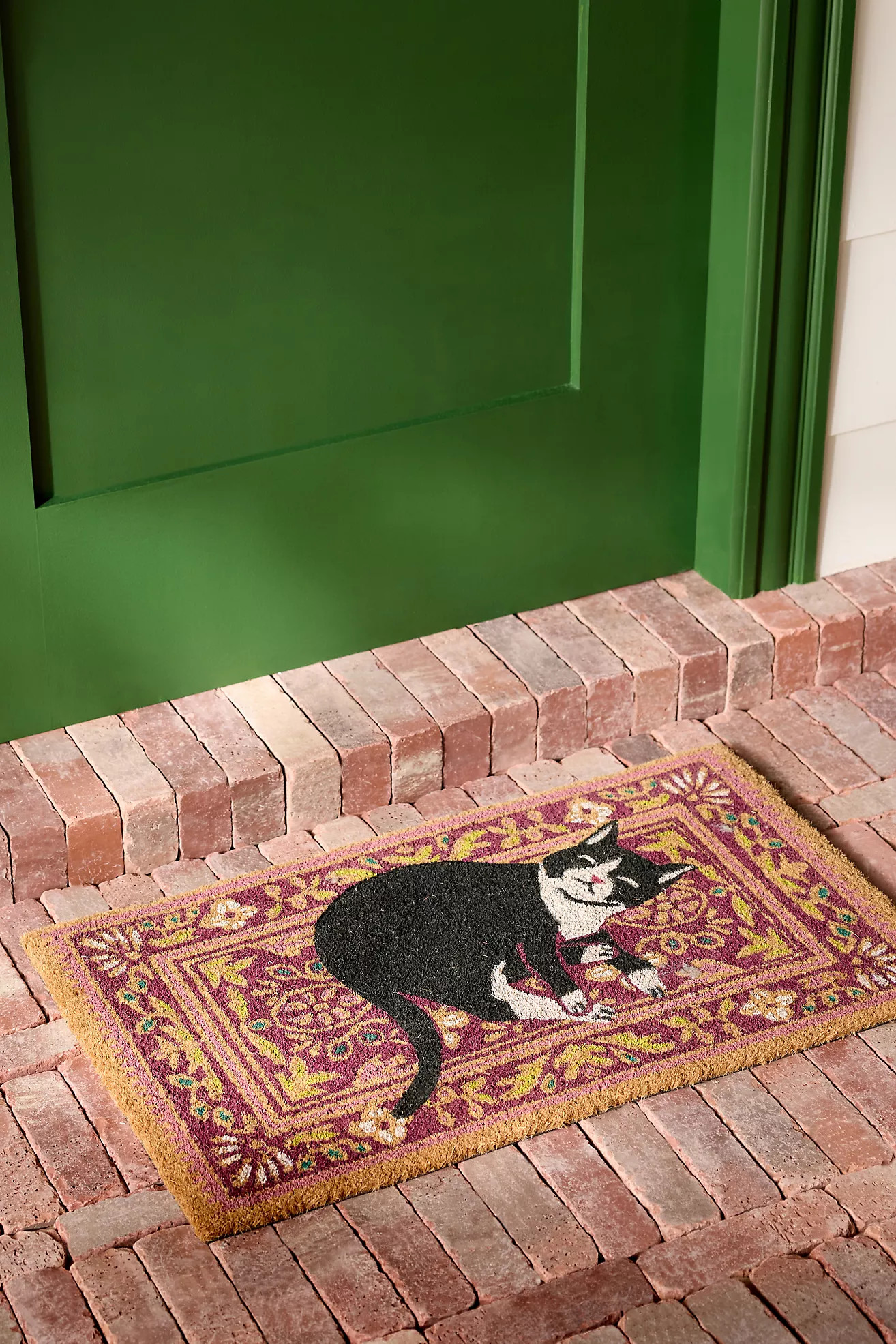 Dottie Cat Coir Printed Doormat | Anthropologie (US)