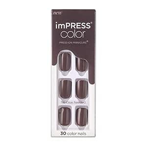 KISS imPRESS Color Press-On Manicure, Gel Nail Kit, PureFit Technology, Short Length, “Try Gray... | Amazon (US)